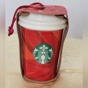 Starbucks 2014 Ceramic Red Cup Christmas Ornament - Collectors Piece